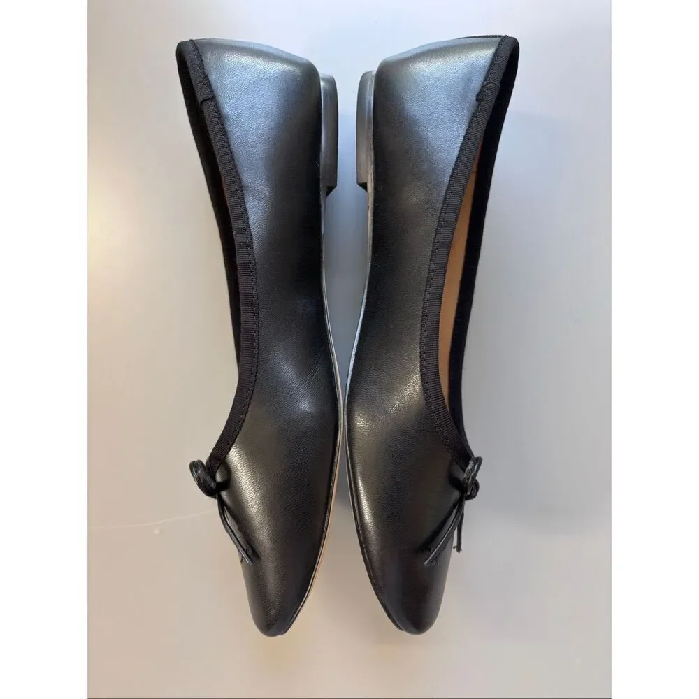 J. Crew Ballet flats black bow size 8